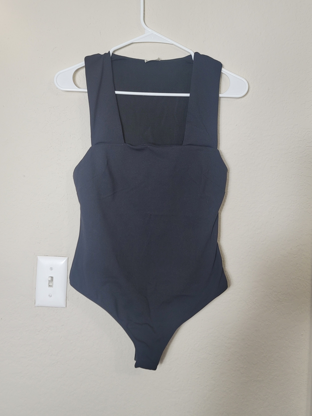 Intimately Free People S Bodysuit Blk Square Neck Thong Festival Minimalist Boho